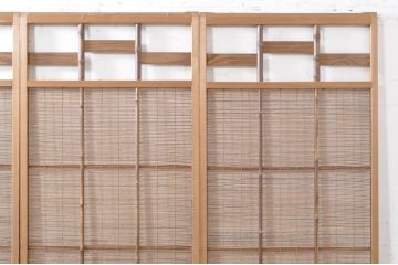 ビンテージ建具　涼しげな和の空間を演出する幅狭夏戸4枚セット(引き戸、簾戸、簀戸、葭戸、すど、夏障子、ヴィンテージ)(R-073566)