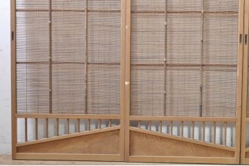ビンテージ建具　涼しげな和の空間を演出する幅狭夏戸4枚セット(引き戸、簾戸、簀戸、葭戸、すど、夏障子、ヴィンテージ)(R-073566)