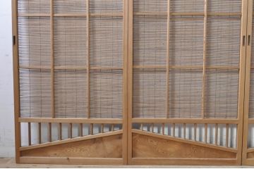 ビンテージ建具　涼しげな和の空間を演出する幅狭夏戸4枚セット(引き戸、簾戸、簀戸、葭戸、すど、夏障子、ヴィンテージ)(R-073566)