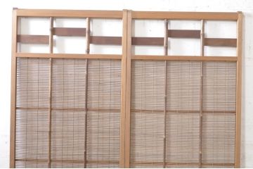 ビンテージ建具　涼しげな和の空間を演出する幅狭夏戸2枚セット(引き戸、簾戸、簀戸、葭戸、すど、夏障子、ヴィンテージ)(R-073567)