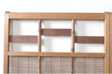 ビンテージ建具　涼しげな和の空間を演出する幅狭夏戸2枚セット(引き戸、簾戸、簀戸、葭戸、すど、夏障子、ヴィンテージ)(R-073567)