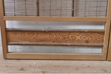 ビンテージ建具　涼しげな和の空間を演出する幅狭夏戸2枚セット(引き戸、簾戸、簀戸、葭戸、すど、夏障子、ヴィンテージ)(R-073567)