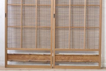 ビンテージ建具　涼しげな和の空間を演出する幅狭夏戸2枚セット(引き戸、簾戸、簀戸、葭戸、すど、夏障子、ヴィンテージ)(R-073567)