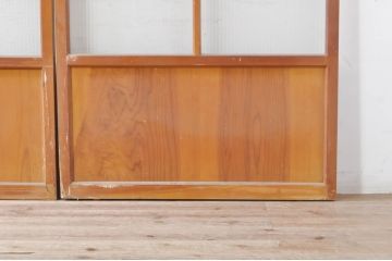 アンティーク建具　ノスタルジックな雰囲気漂うガラス戸3枚セット(引き戸)(R-073568)