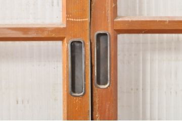 アンティーク建具　ノスタルジックな雰囲気漂うガラス戸2枚セット(引き戸)(R-073569)