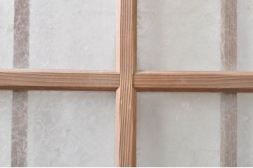アンティーク建具　落ち着いた和の雰囲気を演出する組子入りガラス戸2枚セット(引き戸)(R-073570)