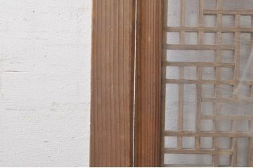 アンティーク建具　落ち着いた和の雰囲気を演出する組子入りガラス戸2枚セット(引き戸)(R-073570)