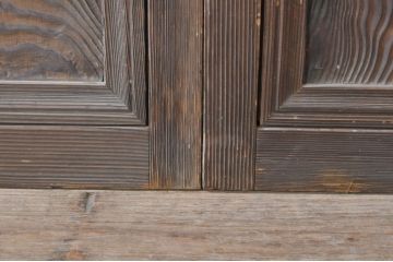 アンティーク建具　落ち着いた和の雰囲気を演出する組子入りガラス戸2枚セット(引き戸)(R-073570)