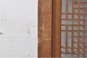 アンティーク建具　落ち着いた和の雰囲気を演出する組子入りガラス戸2枚セット(引き戸)(R-073570)