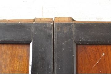 アンティーク建具　鏡板　欅(ケヤキ)材　風情のある佇まいが魅力的な幅広格子帯戸2枚セット(引き戸、格子戸)(R-073571)