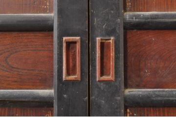 アンティーク建具　落ち着いた和の空間を演出する幅広帯戸2枚セット(引き戸、板戸)(R-073574)