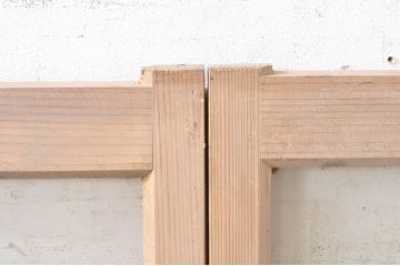 アンティーク建具　素朴な木味が魅力的なガラス窓2枚セット(引き戸、ガラス戸)(R-073578)