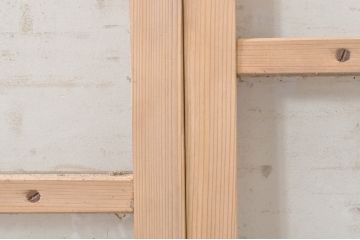 アンティーク建具　素朴な木味が魅力的なガラス窓2枚セット(引き戸、ガラス戸)(R-073578)