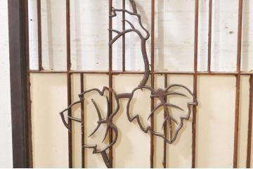 アンティーク建具　ひょうたんの繊細な意匠が趣溢れる障子窓2枚セット(引き戸、障子戸、窓)(R-073579)