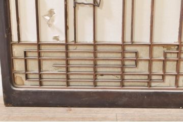 アンティーク建具　ひょうたんの繊細な意匠が趣溢れる障子窓2枚セット(引き戸、障子戸、窓)(R-073579)