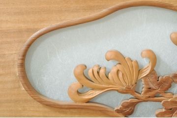 ビンテージ建具　華やかな菊のデザインが素敵な彫刻欄間1枚(明かり取り、明り取り、ヴィンテージ)(R-073581)
