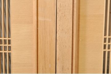 ビンテージ建具　繊細な格子が目を惹く凝った造り込みの筬欄間2枚セット(格子欄間、明かり取り、明り取り、オサランマ、おさらんま、ヴィンテージ)(R-073582)
