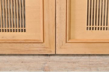 ビンテージ建具　繊細な格子が目を惹く凝った造り込みの筬欄間2枚セット(格子欄間、明かり取り、明り取り、オサランマ、おさらんま、ヴィンテージ)(R-073582)