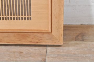 ビンテージ建具　繊細な格子が目を惹く凝った造り込みの筬欄間2枚セット(格子欄間、明かり取り、明り取り、オサランマ、おさらんま、ヴィンテージ)(R-073582)