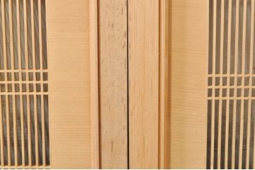 ビンテージ建具　繊細な格子が目を惹く凝った造り込みの筬欄間2枚セット(格子欄間、明かり取り、明り取り、オサランマ、おさらんま、ヴィンテージ)(R-073582)