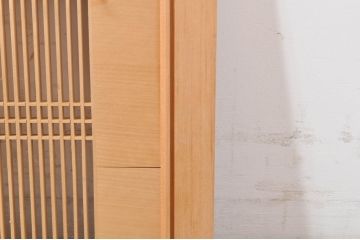 ビンテージ建具　繊細な格子が目を惹く凝った造り込みの筬欄間2枚セット(格子欄間、明かり取り、明り取り、オサランマ、おさらんま、ヴィンテージ)(R-073582)