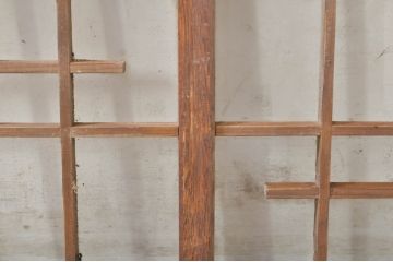 アンティーク建具　落ち着いた和モダンな空間づくりにおすすめの格子欄間2枚セット(明かり取り、明り取り)(R-073583)