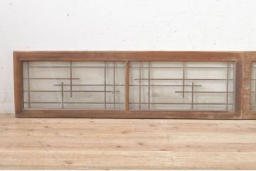 アンティーク建具　落ち着いた和モダンな空間づくりにおすすめの格子欄間2枚セット(明かり取り、明り取り)(R-073583)