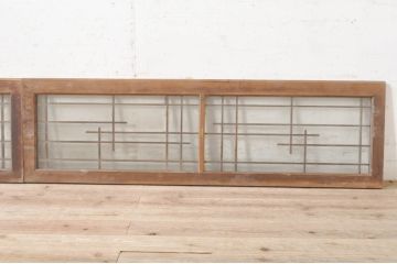 アンティーク建具　落ち着いた和モダンな空間づくりにおすすめの格子欄間2枚セット(明かり取り、明り取り)(R-073583)