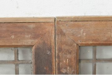 アンティーク建具　落ち着いた和モダンな空間づくりにおすすめの格子欄間2枚セット(明かり取り、明り取り)(R-073583)