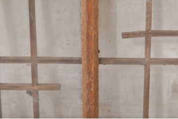 アンティーク建具　落ち着いた和モダンな空間づくりにおすすめの格子欄間2枚セット(明かり取り、明り取り)(R-073583)