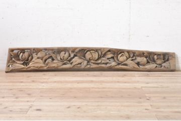 アンティーク建具　武之作　迫力ある大輪の椿が目を惹く彫刻欄間1枚(明り取り、明かり取り)(R-073595)