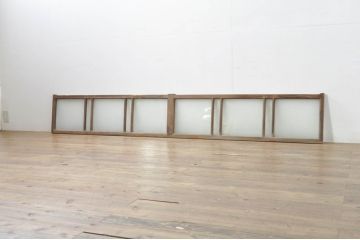 アンティーク建具　どこか懐かしい雰囲気を醸し出すガラス欄間2枚セット(明り取り、明かり取り、ランマ)(R-073597)