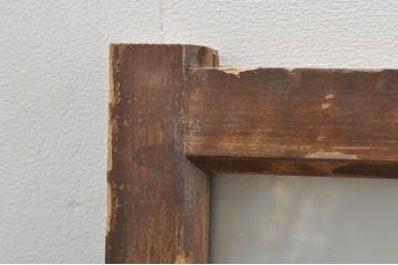 アンティーク建具　どこか懐かしい雰囲気を醸し出すガラス欄間2枚セット(明り取り、明かり取り、ランマ)(R-073597)