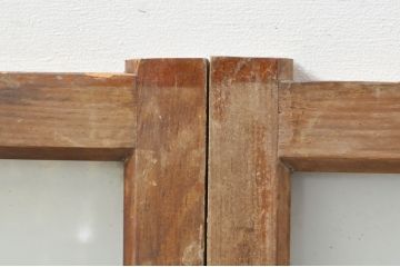 アンティーク建具　どこか懐かしい雰囲気を醸し出すガラス欄間2枚セット(明り取り、明かり取り、ランマ)(R-073597)