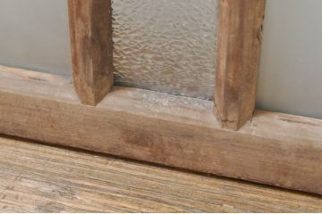 アンティーク建具　どこか懐かしい雰囲気を醸し出すガラス欄間2枚セット(明り取り、明かり取り、ランマ)(R-073597)