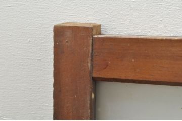 アンティーク建具　どこか懐かしい雰囲気を醸し出すガラス欄間2枚セット(明り取り、明かり取り、ランマ)(R-073597)