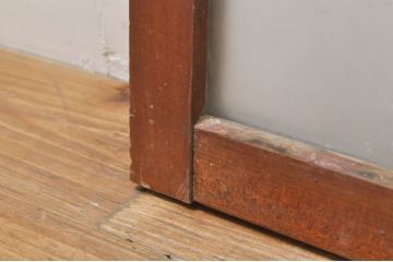 アンティーク建具　どこか懐かしい雰囲気を醸し出すガラス欄間2枚セット(明り取り、明かり取り、ランマ)(R-073597)