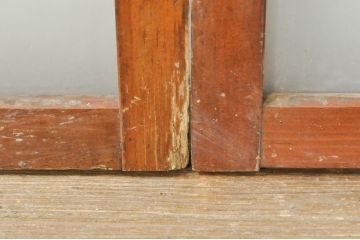 アンティーク建具　どこか懐かしい雰囲気を醸し出すガラス欄間2枚セット(明り取り、明かり取り、ランマ)(R-073597)