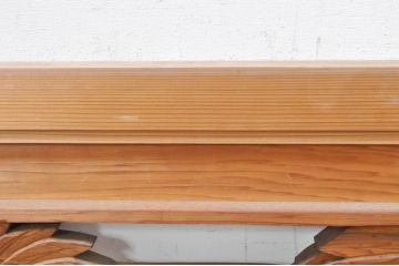 ビンテージ建具　躍動感あふれる鶴と松が目を惹く彫刻欄間2枚セット(明かり取り、明り取り、ヴィンテージ)(R-073598)