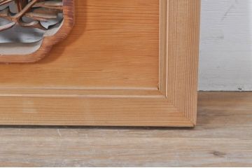 ビンテージ建具　躍動感あふれる鶴と松が目を惹く彫刻欄間2枚セット(明かり取り、明り取り、ヴィンテージ)(R-073598)