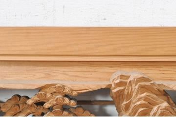 ビンテージ建具　東峯刀　繊細な彫刻と躍動感あるデザインが見事な彫刻欄間2枚セット(明り取り、明かり取り、在銘あり、ヴィンテージ)(R-073599)