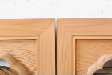 ビンテージ建具　東峯刀　繊細な彫刻と躍動感あるデザインが見事な彫刻欄間2枚セット(明り取り、明かり取り、在銘あり、ヴィンテージ)(R-073599)