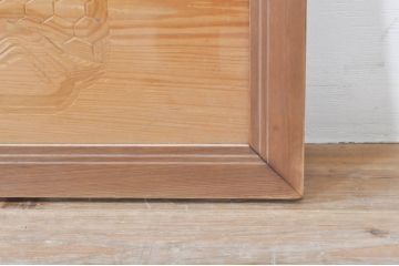 ビンテージ建具　風情ある松と城の図柄が美しい彫刻欄間2枚セット(明かり取り、明り取り、ヴィンテージ)(R-073601)