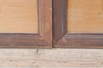 ビンテージ建具　風情ある松と城の図柄が美しい彫刻欄間2枚セット(明かり取り、明り取り、ヴィンテージ)(R-073601)
