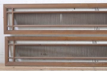 アンティーク建具　細やかに並んだ格子が美しい筬欄間2枚セット(明かり取り、明り取り、オサランマ、おさらんま)(R-073604)