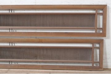 アンティーク建具　細やかに並んだ格子が美しい筬欄間2枚セット(明かり取り、明り取り、オサランマ、おさらんま)(R-073604)