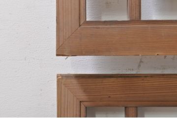 アンティーク建具　細やかに並んだ格子が美しい筬欄間2枚セット(明かり取り、明り取り、オサランマ、おさらんま)(R-073604)