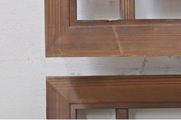 アンティーク建具　細やかに並んだ格子が美しい筬欄間2枚セット(明かり取り、明り取り、オサランマ、おさらんま)(R-073604)