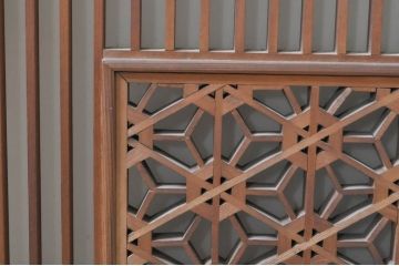 ビンテージ建具　片面ガラス　上質な和の空間を演出する組子欄間1枚(明り取り、明かり取り、ヴィンテージ)(R-073608)