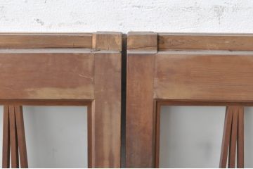 アンティーク建具　片面ガラス　和モダンな雰囲気づくりにおすすめの組子入りガラス書院戸4枚セット(窓、引き戸、ガラス戸)(R-073609)